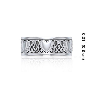 Celtic Knotwork Silver Heart Spinner Ring TR3644 - Jewelry